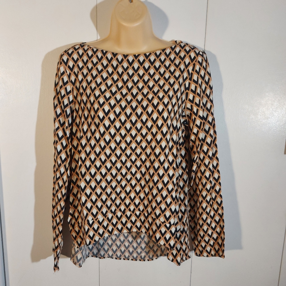 Ladies long sleeve boat neck blouse